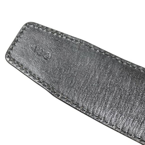 Auth Salvatore Ferragamo - Black Silver Leather Hardware Belt - Picture 9 of 9